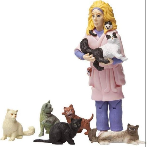 Archie McPhee Crazy Cat Lady Action Figure with 6 Cats NIB - Picture 3 of 9
